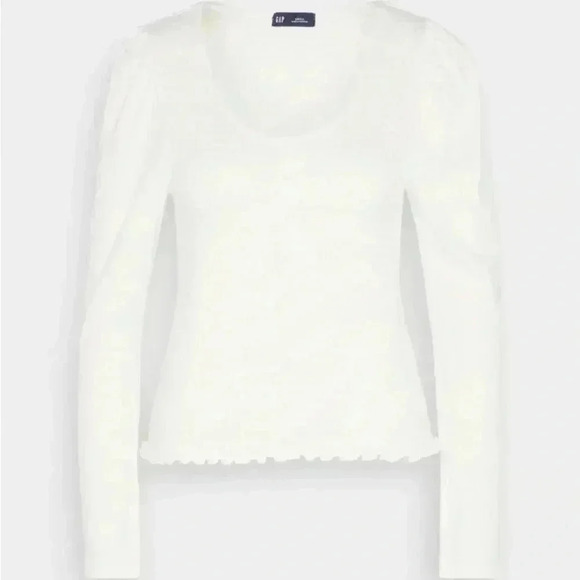GAP | Smocked Button-Front Top, White - Picture 2 of 8